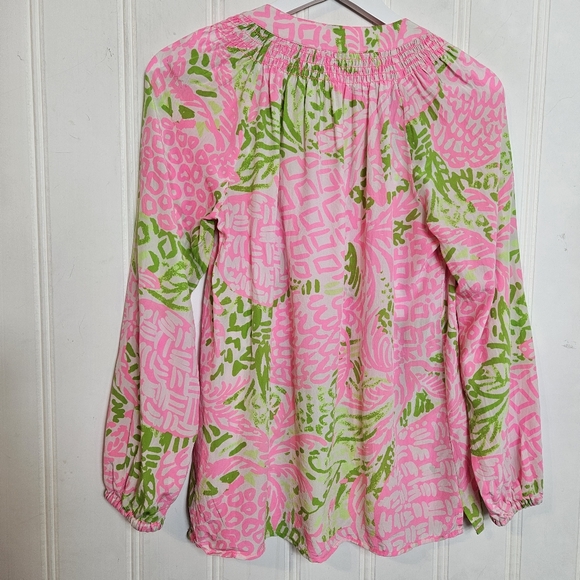 Lilly Pulitzer Elsa Silk Top Home Slice Pink Pineapple XS - Picture 8 of 15